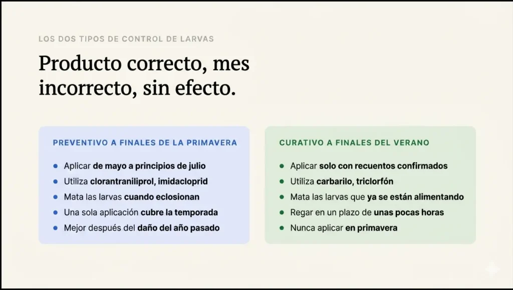 Comparativa de tratamientos preventivos y curativos de larvas