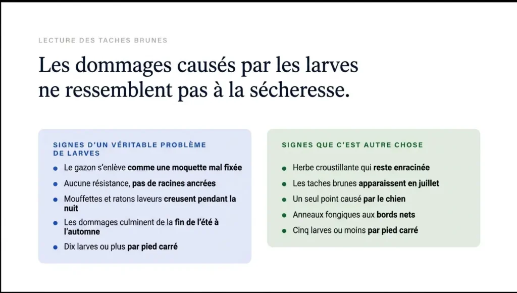 Tableau comparatif des dégâts de vers blancs