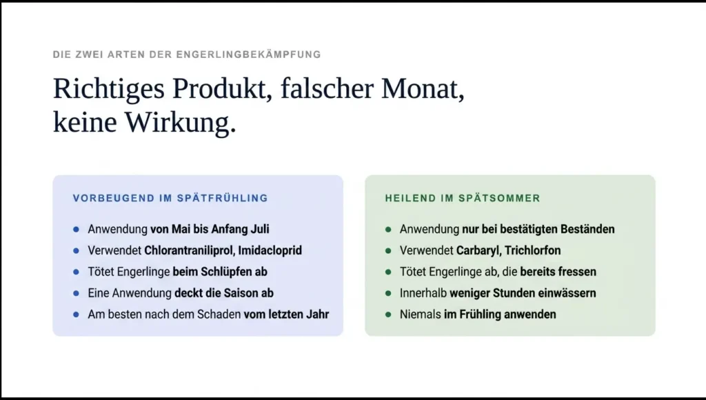 Vergleich von vorbeugender und heilender Engerlingbekämpfung im Garten