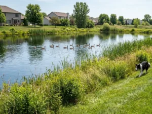Keep geese off lawn