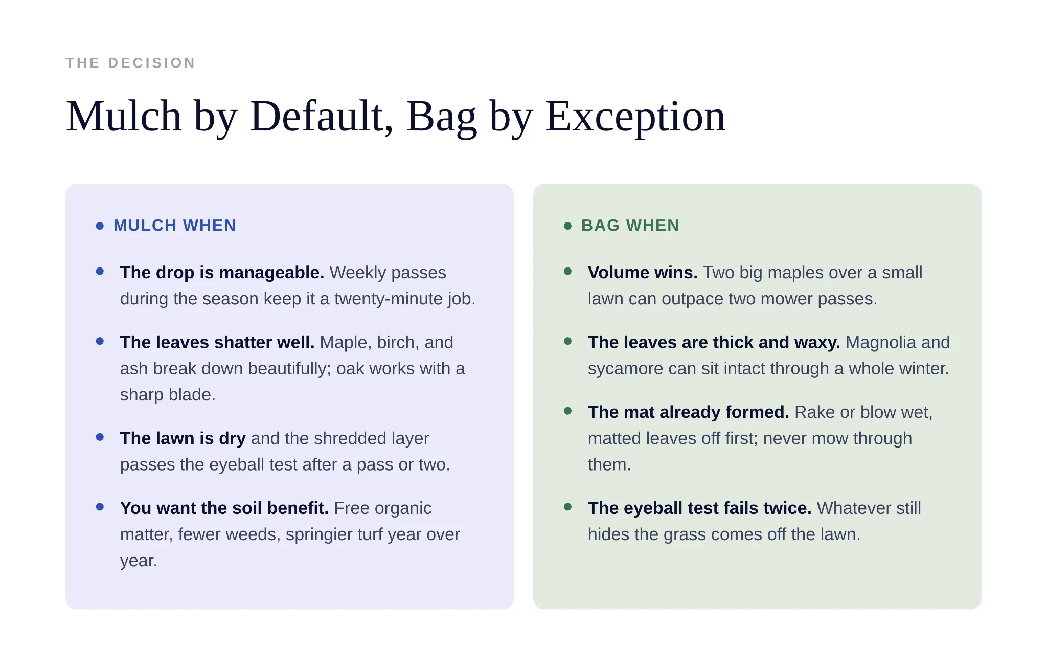 Excessively thick shredded leaf layer overwhelming lawn grass surface
