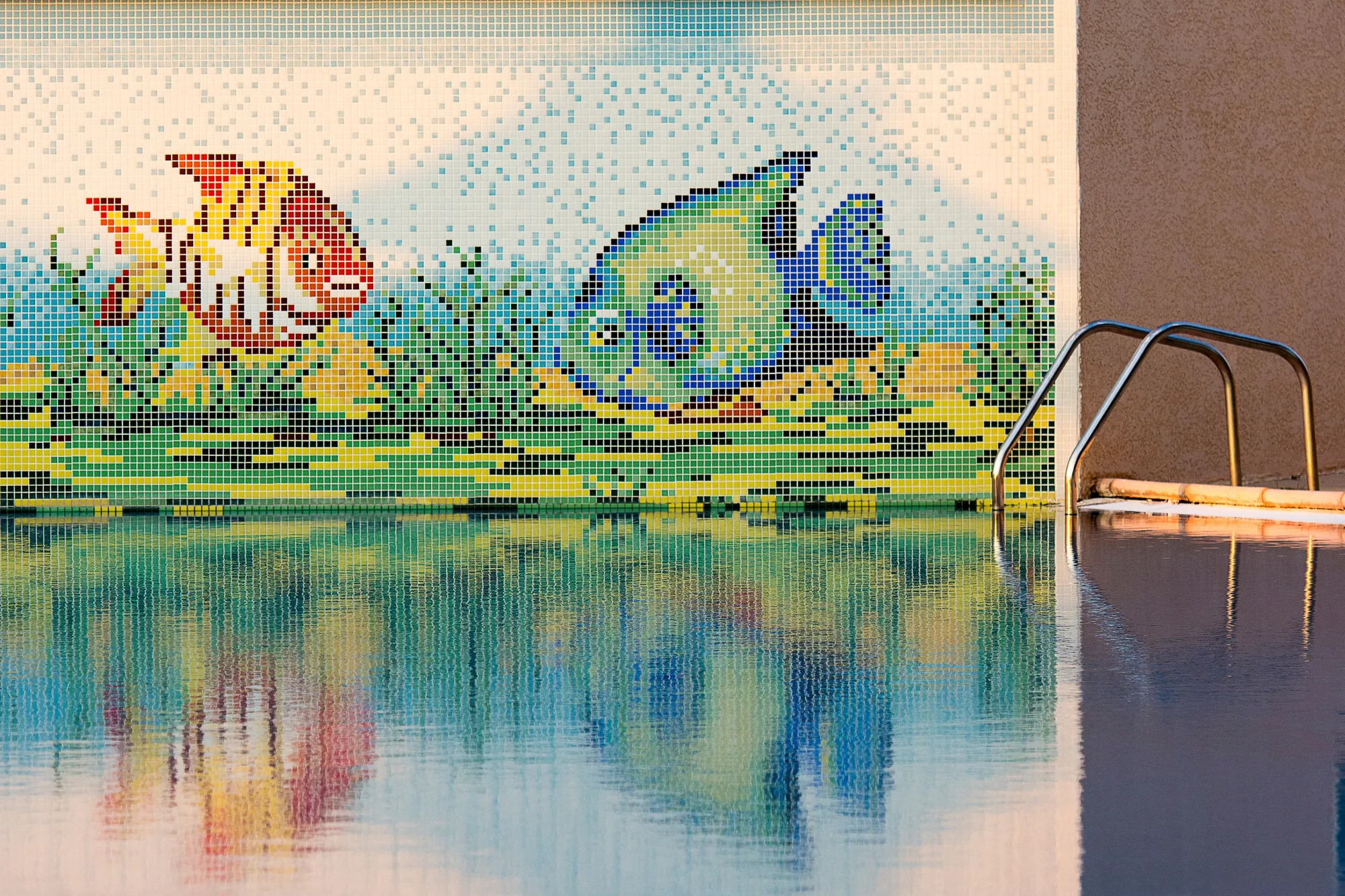 Mur d'Escalade au Bord de la Piscine