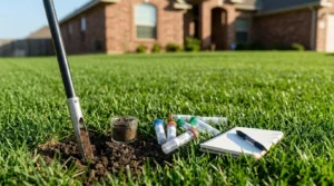 Collecting and analyzing lawn soil samples for professional laboratory pH testing