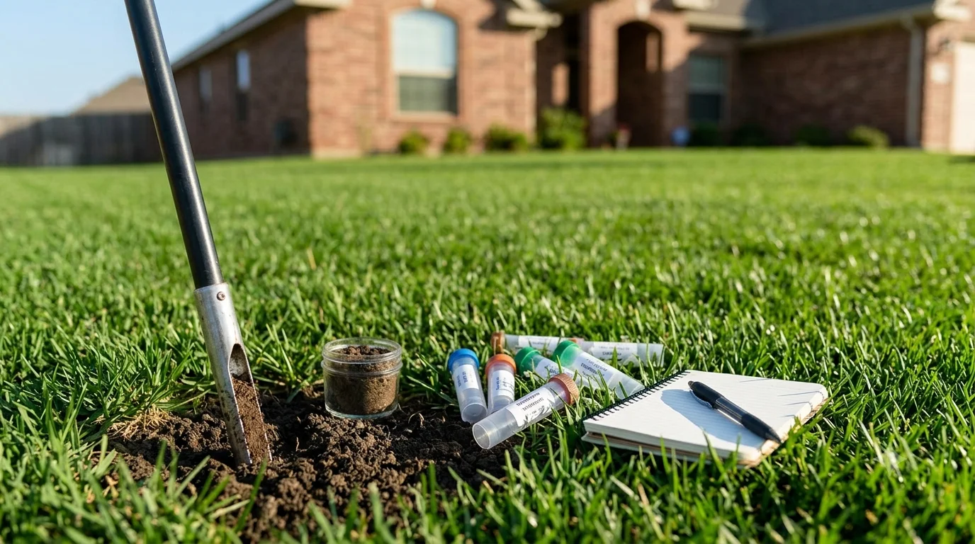 Collecting and analyzing lawn soil samples for professional laboratory pH testing