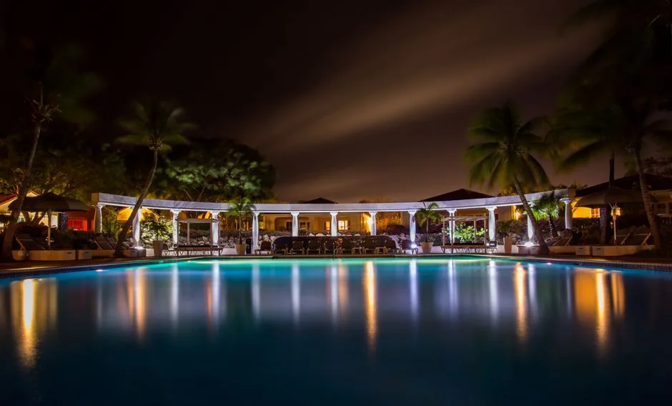 Mise en Lumière des Arbres Autour de la Piscine
