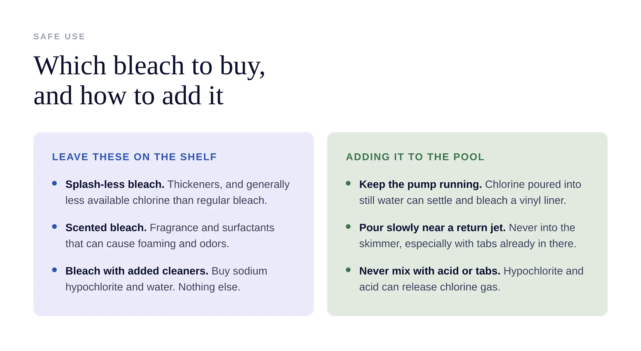 Safe unscented bleach compared with splashless bleach bottles