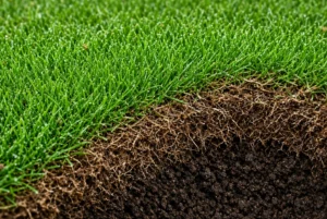 Scarifying a lawn to remove thatch buildup