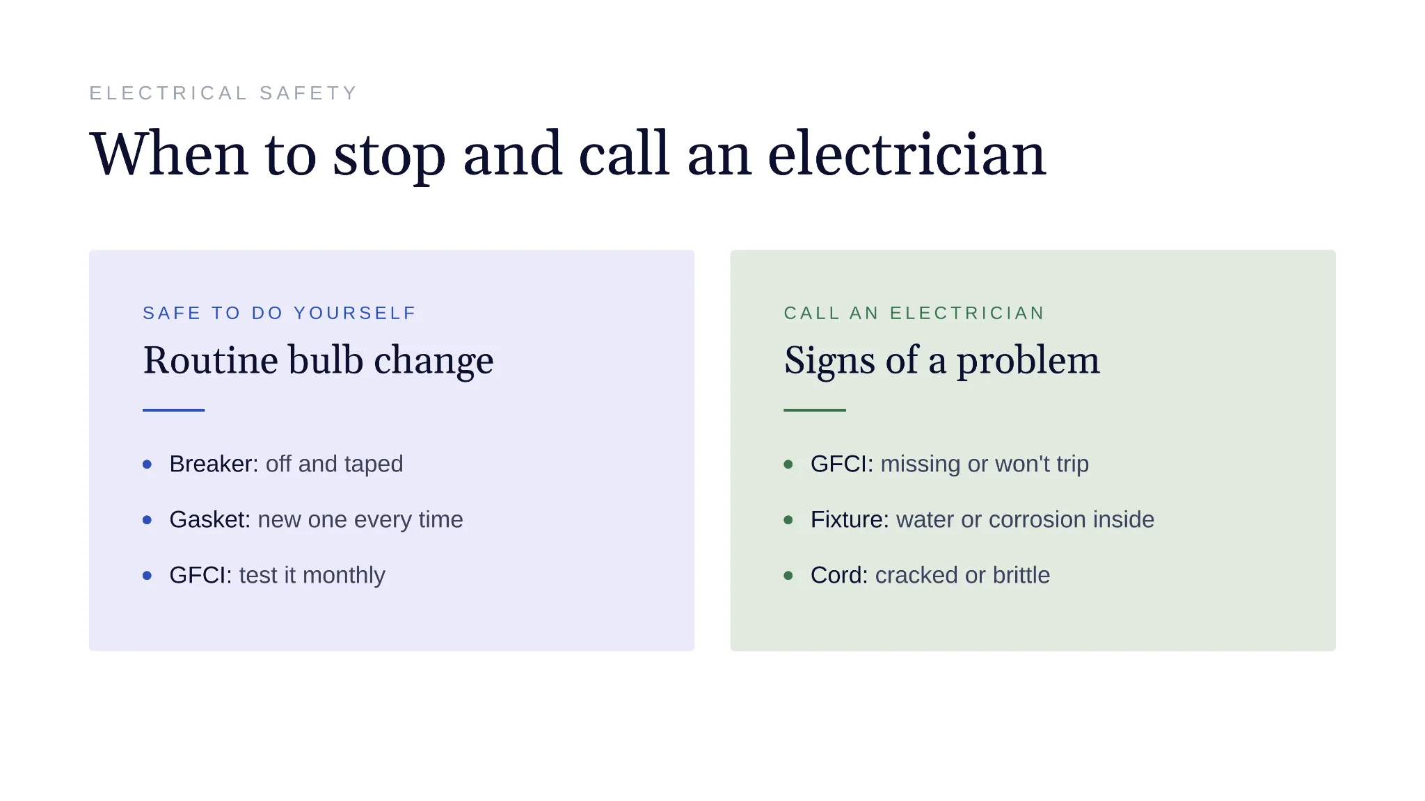 Pool light jobs you can do versus electrician signs
